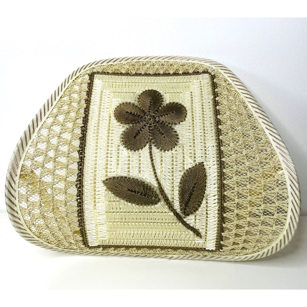 Vintage Floral Knit Orthopedic Lumbar Back Support Cushion Cozy Car Seat Decor